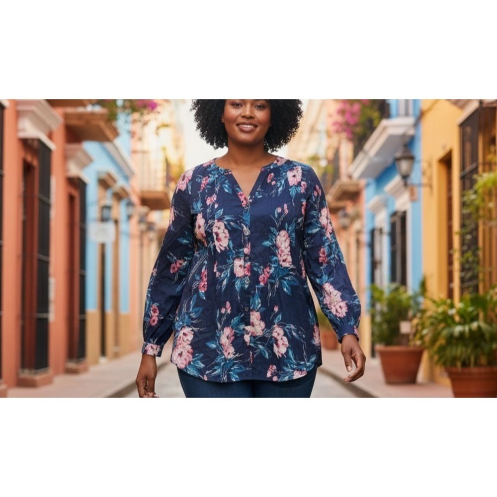 Roaman's‎ Teal Pintuck Top Plus Size 24W Short Sleeve Boho Business Casual